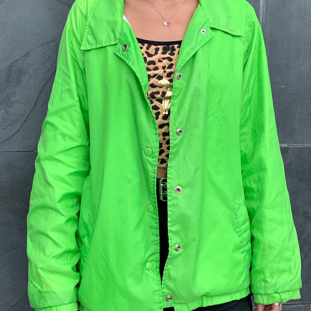 bright neon green vintage windbreaker